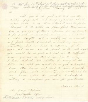 Revolutionary War Pension for Nathaniel Perrin - Connecticut - 1854 dated American Revolutionary War