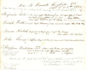 Revolutionary War Pension List of 5 Veterans - Connecticut - 1855 dated American Revolutionary War