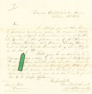 Revolutionary War Pension for Jas. A. Barber - Connecticut - 1856 dated American Revolutionary War