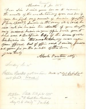 Revolutionary War Pension for Stephen Sparks - Connecticut - 1858 dated American Revolutionary War