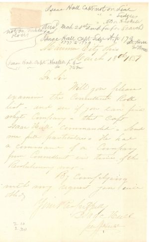 Revolutionary War Pension for Isaac Hall - Connecticut - 1859 dated American Revolutionary War
