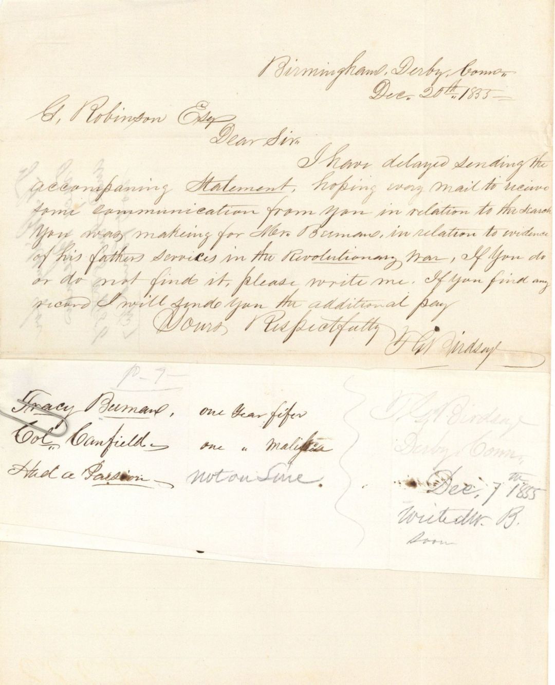 Lot of Revolutionary War Related Documents - Connecticut - 1860's dated American Revolutionary War