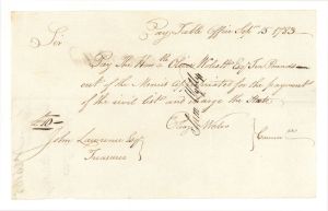 Pay Order to Oliver Wolcott, Jr. signed by Samuel Wyllys - Connecticut - 1783 dated American Revolutionary War