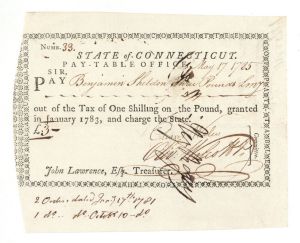 Pay Order signed by Oliver Wolcott, Jr. - Connecticut - 1785 dated American Revolutionary War
