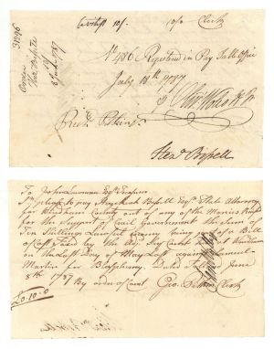Pay Order signed by Oliver Wolcott, Jr. - Connecticut - 1787 dated American Revolutionary War