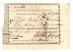 1788 dated Oliver Wolcott signed twice and issued to Jesse Root Revolutionary War Pay Order - Connecticut - American Revolutionary War Autograph