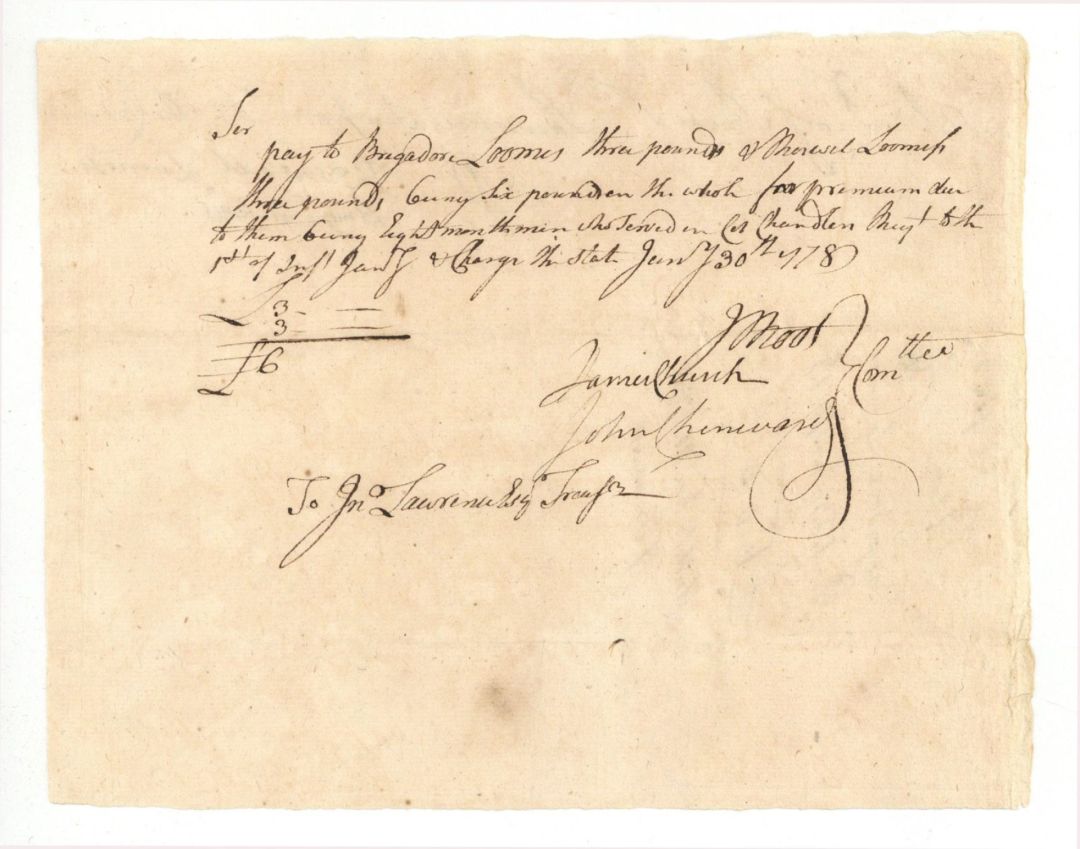 1778 dated Pay Order Signed by Jesse Root - Autograph - American Revolutionary War