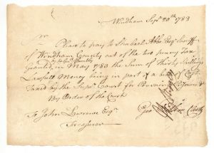 1783 dated Pay Order Signed by Geo. Pitkin - Autograph - American Revolutionary War