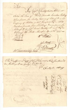 1777 dated Oliver Ellsworth, Jesse Root and Wm. Pitkin signed Revolutionary War Pay Order - Connecticut - American Revolutionary War Autograph
