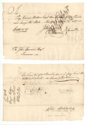 Pay Table Document Signed by Oliver Wolcott Jr. and Oliver Ellsworth - 1777 dated Autograph 