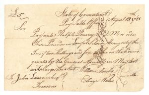 1781 dated Pay Order signed by General Jedediah Huntington - American Revolutionary War Autograph