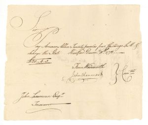 1778 dated Pay Order signed by Finn Wadsworth, John Cheneward and John Lawrence - American Revolutionary War Autograph