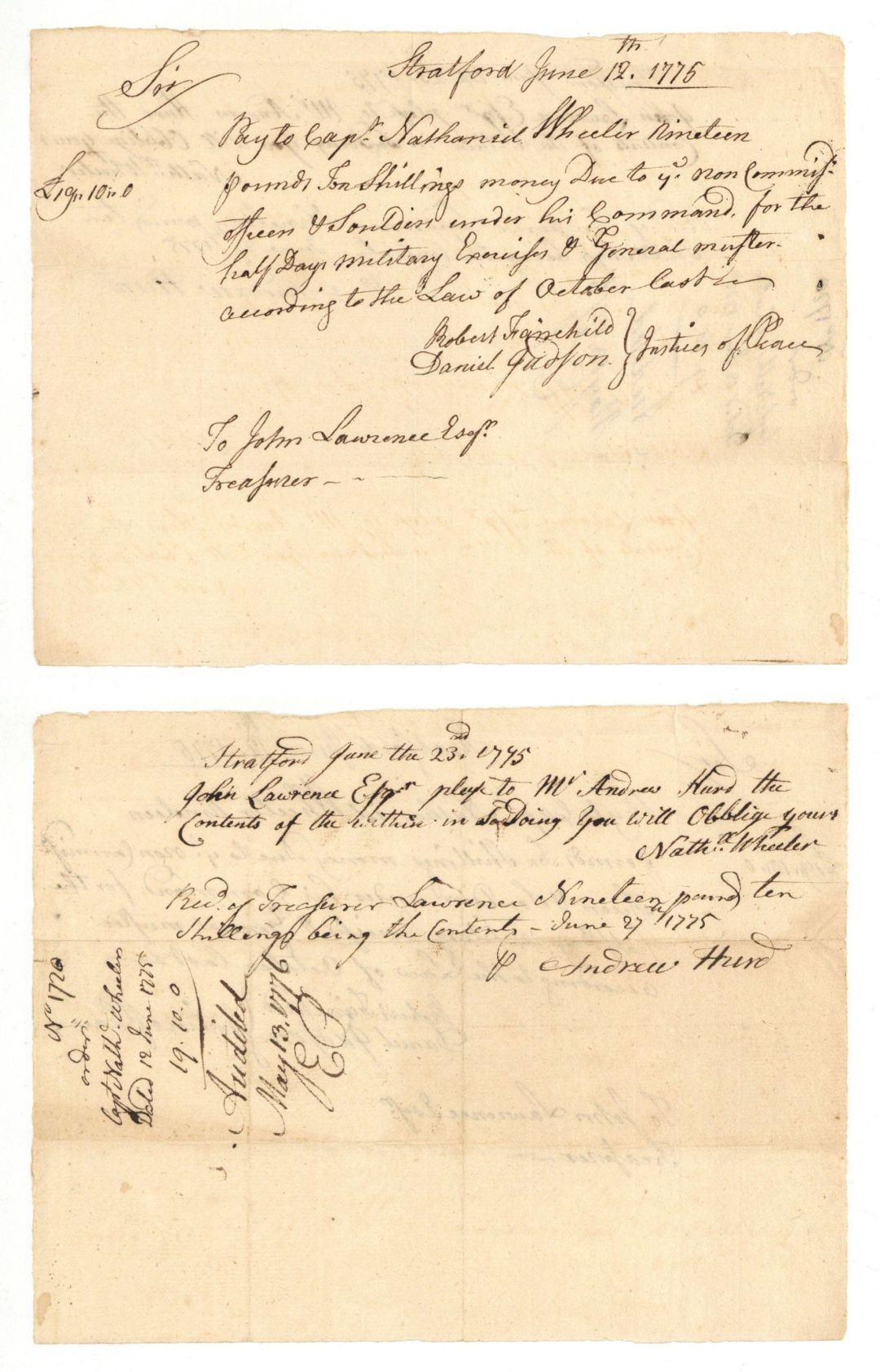 1775 dated Pay Order Signed by John Lawrence - American Revolutionary War Autograph