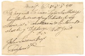 1788 dated Pay Order Signed by John Lawrence - American Revolutionary War Autograph