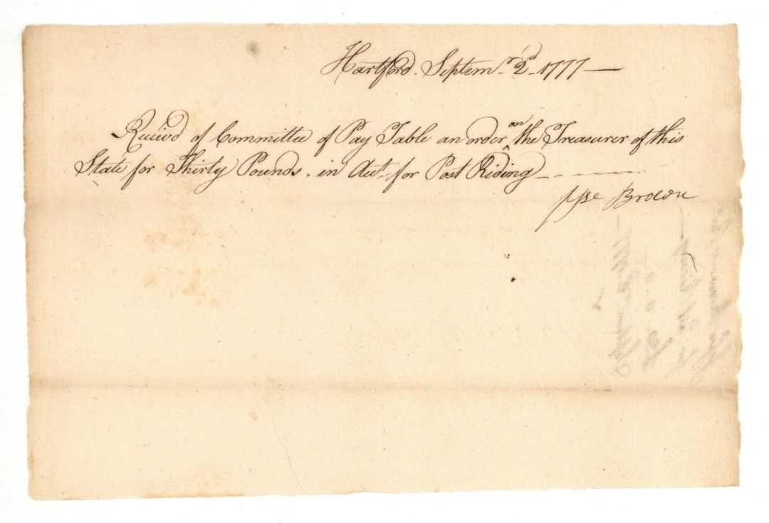 1777 dated Pay Order - American Revolutionary War Document