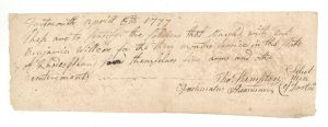 1777 dated Fire Arms Allotment - American Revolutionary War Document