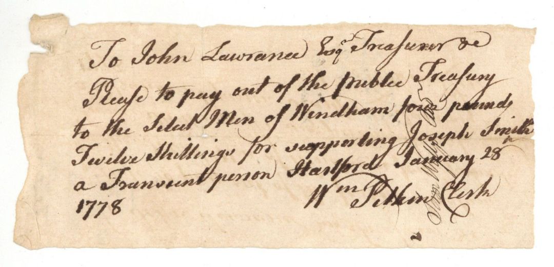 1778 dated Pay Order Issued to John Lawrence - American Revolutionary War Autograph