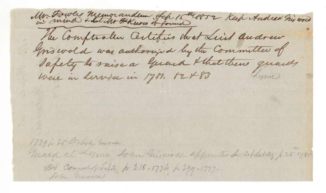 1852 dated  American Revolutionary War Document