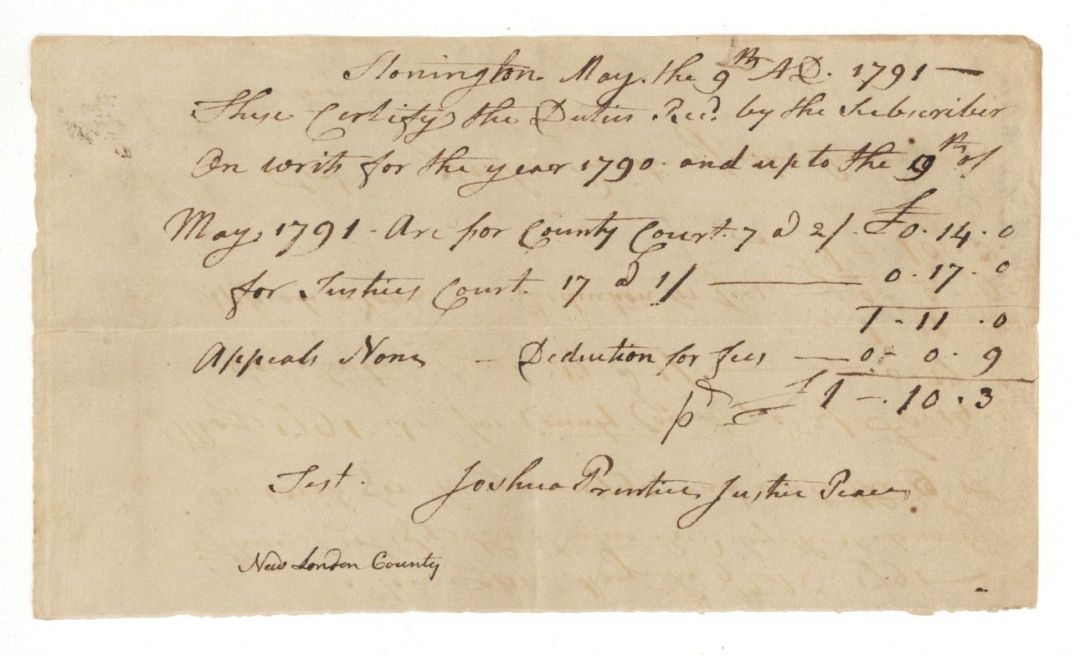 1790 and 1791 dated American Revolutionary War Document