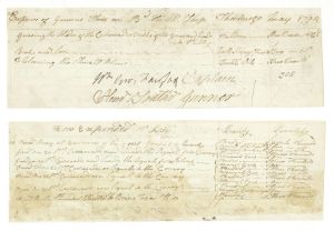 1794 dated Shipping Manifest - American Revolutionary War Document