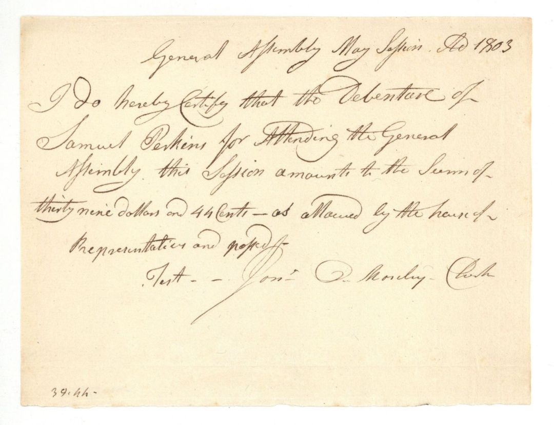 1803 dated Pay Order - American Revolutionary War Document