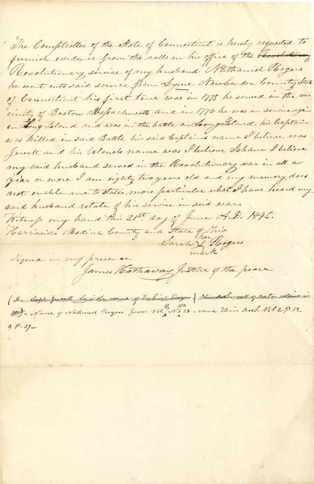 1845 dated Letter - American Revolutionary War Document