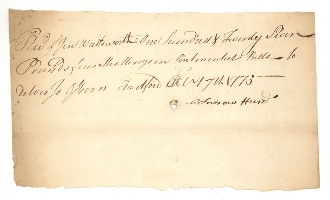 1775 dated Receipt - American Revolutionary War Document