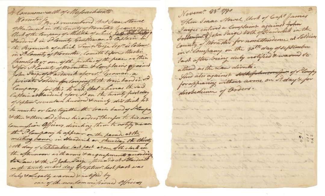 1790 dated Soldier Verification Note - American Revolutionary War Document