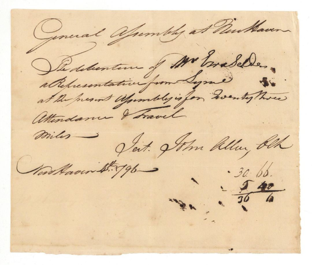 1796 dated General Assembly - American Revolutionary War Document