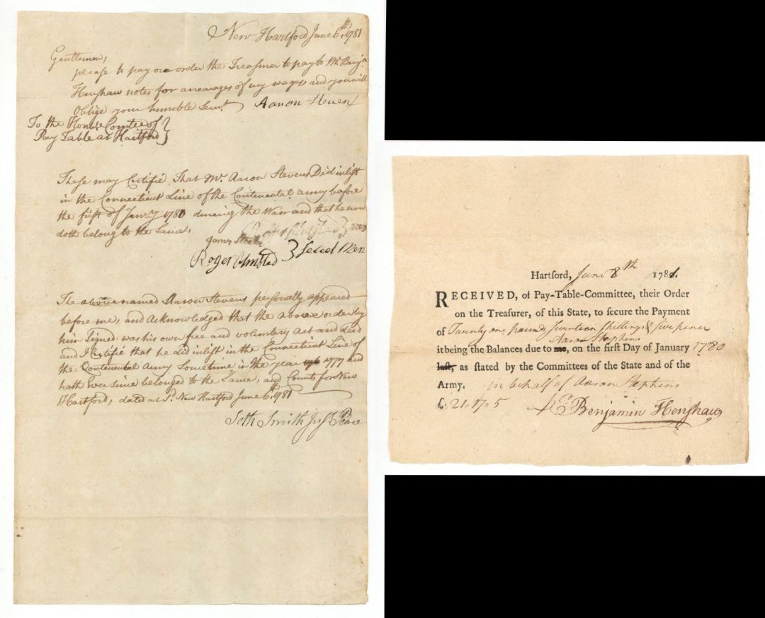 1781 dated Receipt and Pay Order - American Revolutionary War Document