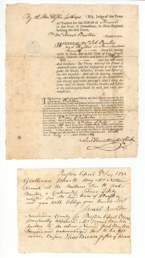 1782 and 1784 dated Pay Order and Court Order - American Revolutionary War Document