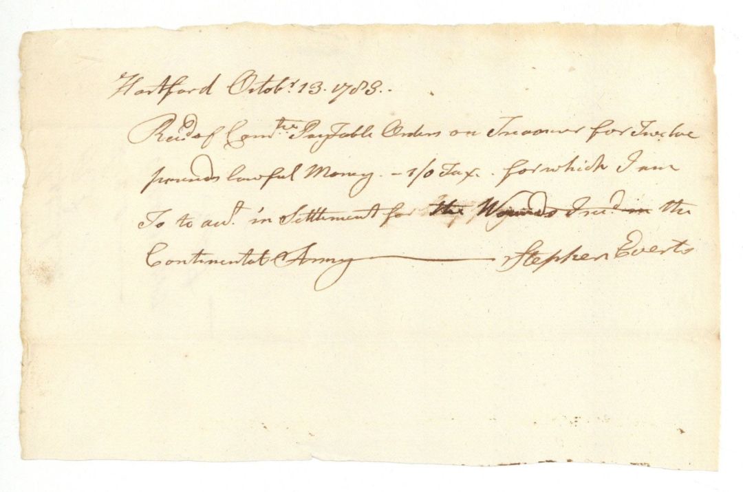 1788 dated Receipt - American Revolutionary War Document