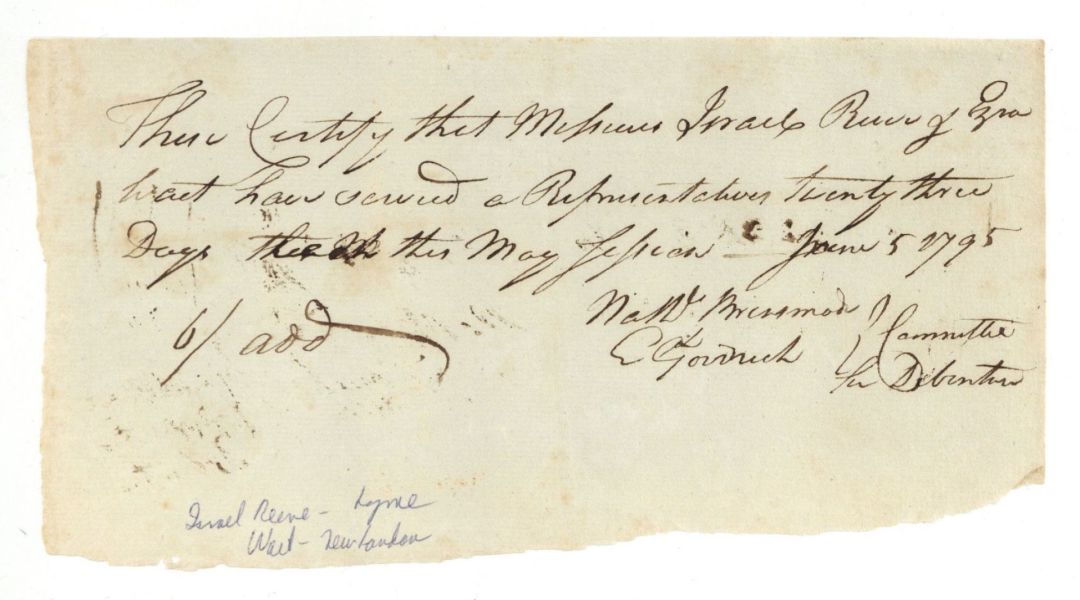 1795 dated Service Certification - American Revolutionary War Document