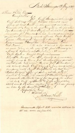 1837 dated Letter Regarding West Point - American Revolutionary War Document