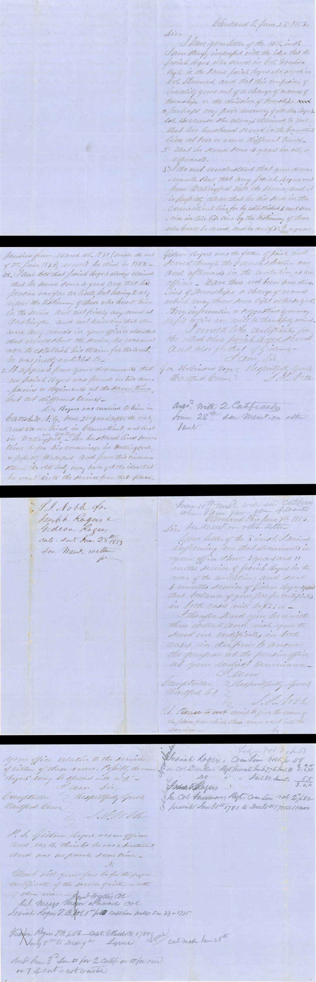 1853 dated Letters - American Revolutionary War Document