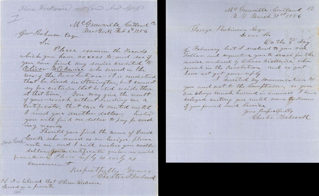 1856 dated Letters - American Revolutionary War Document