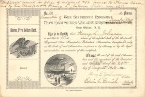 Association of the Sixteenth Regiment, New Hampshire Volunteers' Inc - 1896 or 1918 dated Stock Certificate
