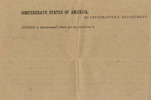 Confederate States of America - Quartermaster's Department Unissued Invoice