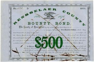 Rensselaer County Bounty Bond - $500