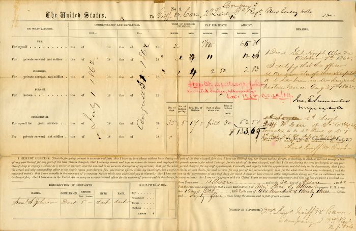 Pay Order to Officer - 1862 dated Pay Order to Hospitalized Officer during the Civil War