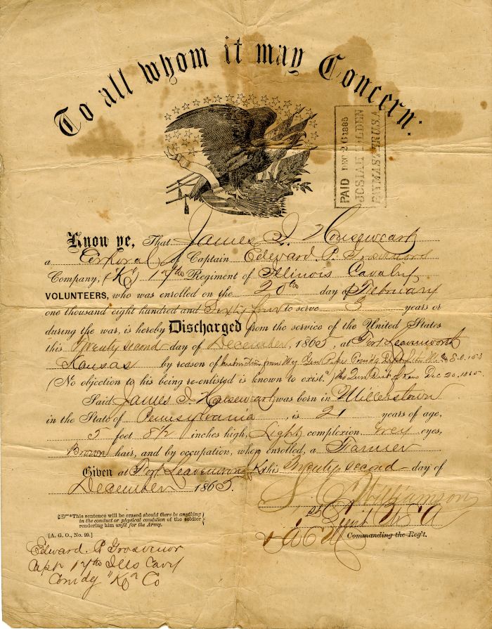 Civil War Discharge Papers