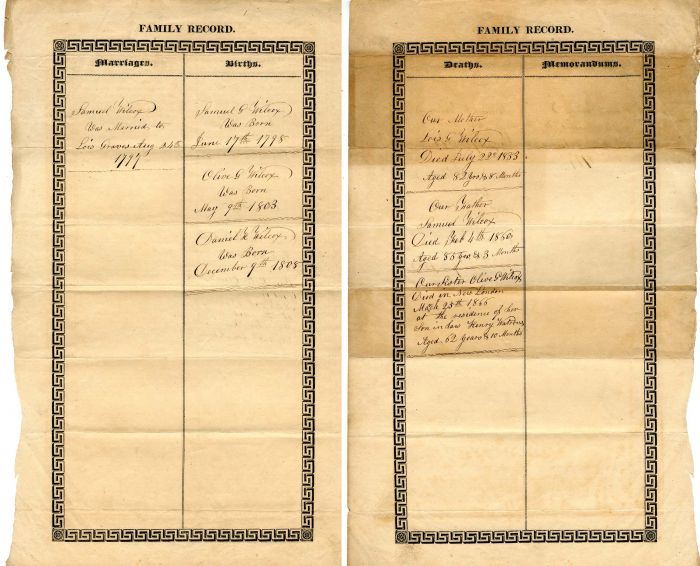 Civil War Era Family Record