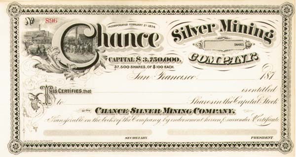 Chance Silver Mining Co. - Stock Certificate