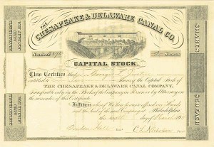 Chesapeake and Delaware Canal Co. - Stock Certificate (Uncanceled)