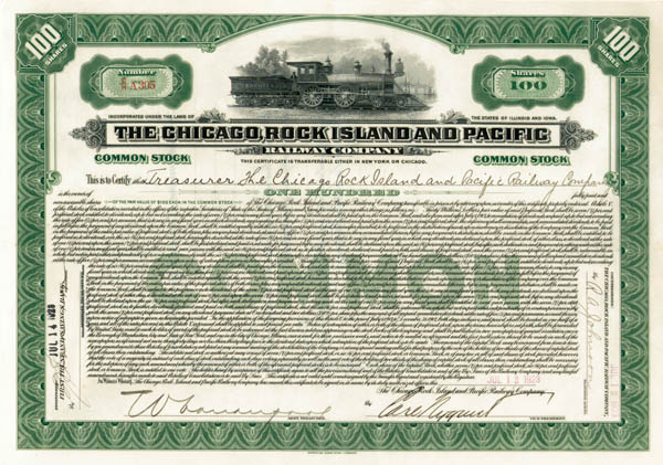 Chicago, Rock Island and Pacific Railway Co. - Stock Certificate