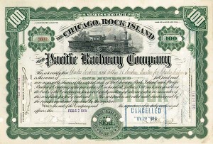 Charles and Arthur H. Scribner - Chicago, Rock Island and Pacific Railroad - Stock Certificate