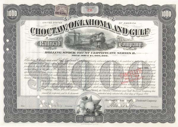 Choctaw, Oklahoma and Gulf Railroad - Bond