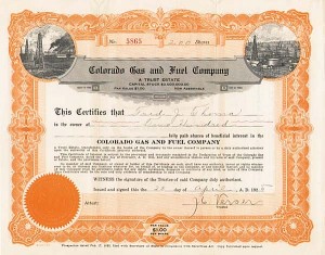 Colorado Gas and Fuel Co. - Stock Certificate (Uncanceled)