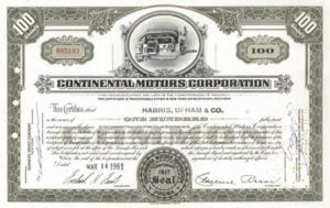 Continental Motors Corporation - Stock Certificate