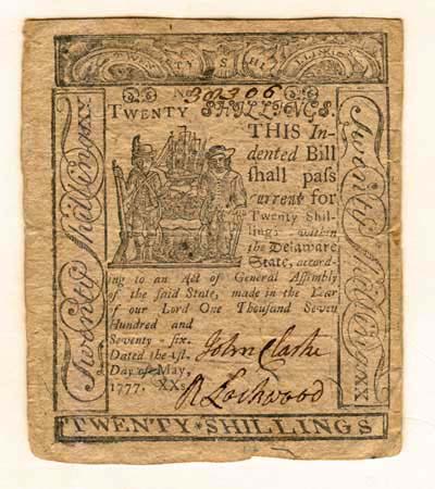 Delaware, 20 Shillings, May 1, 1777